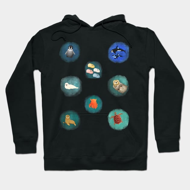 Sea Life 1 - Watercolor Print Hoodie by FernheartDesign